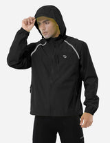 Baleaf Men's Fluorescent Waterproof Packable Windbreaker Track Jacket aaa467 Black Side
