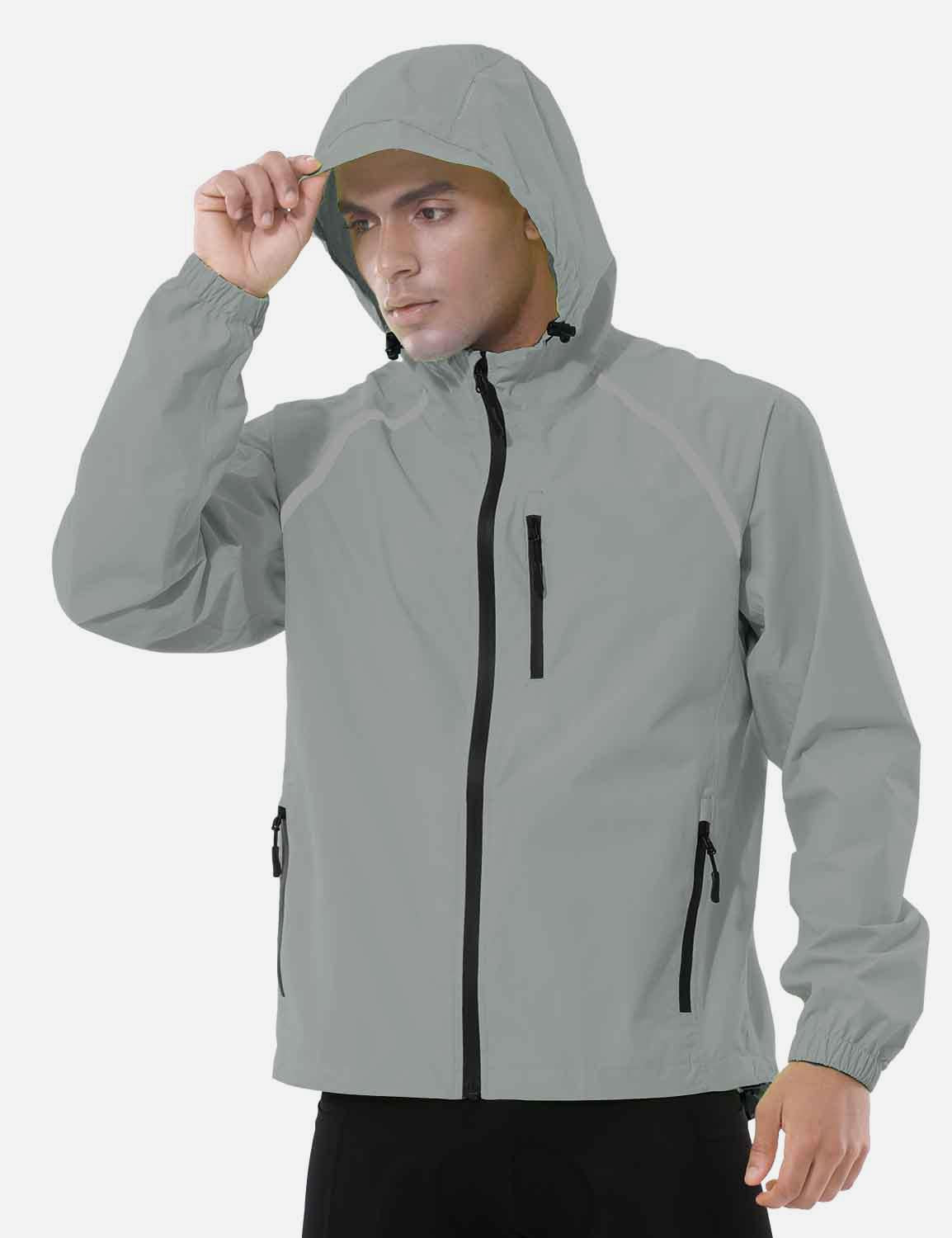 Baleaf Men's Fluorescent Waterproof Packable Windbreaker Track Jacket aaa467 Gargoyle Side