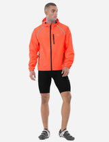 Baleaf Men's Fluorescent Waterproof Packable Windbreaker Track Jacket aaa467 Red Alert Full