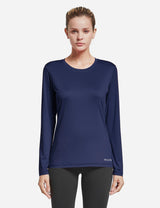 BALEAF Women's Loose Fit Tagless Workout Long Sleeved Shirt abd294 Navy Front