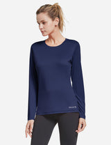 BALEAF Women's Loose Fit Tagless Workout Long Sleeved Shirt abd294 Navy Side