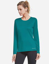 BALEAF Women's Loose Fit Tagless Workout Long Sleeved Shirt abd294 Teal Front