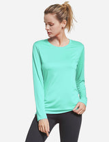 BALEAF Women's Loose Fit Tagless Workout Long Sleeved Shirt abd294 Aqua Side