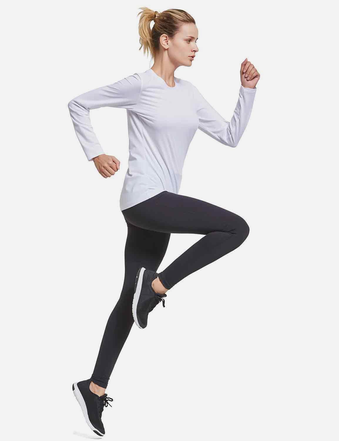 BALEAF Women's Loose Fit Tagless Workout Long Sleeved Shirt abd294 White Full