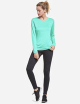 BALEAF Women's Loose Fit Tagless Workout Long Sleeved Shirt abd294 Aqua Full