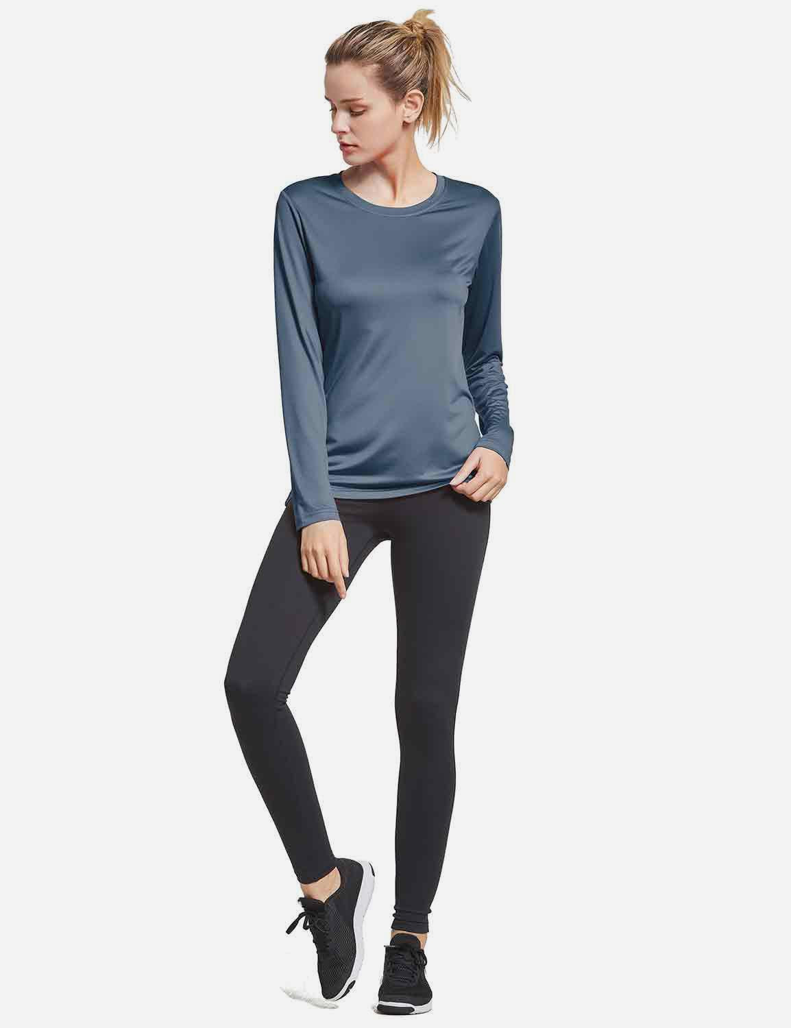 BALEAF Women's Loose Fit Tagless Workout Long Sleeved Shirt abd294 Gray Full