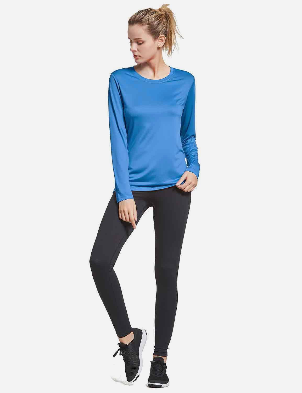 BALEAF Women's Loose Fit Tagless Workout Long Sleeved Shirt abd294 Royal Blue Full