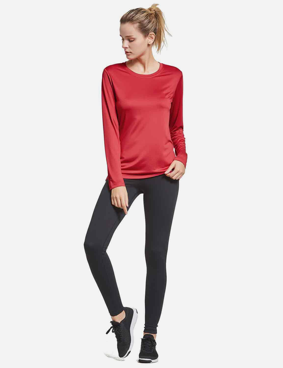 BALEAF Women's Loose Fit Tagless Workout Long Sleeved Shirt abd294 Red Full