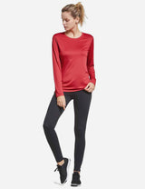 BALEAF Women's Loose Fit Tagless Workout Long Sleeved Shirt abd294 Red Full