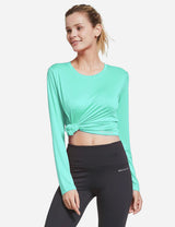 BALEAF Women's Loose Fit Tagless Workout Long Sleeved Shirt abd294 Aqua Side