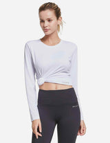 BALEAF Women's Loose Fit Tagless Workout Long Sleeved Shirt abd294 White Side