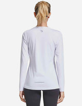 BALEAF Women's Loose Fit Tagless Workout Long Sleeved Shirt abd294 White Back