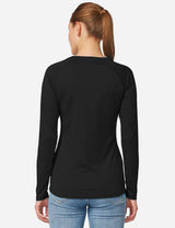 Baleaf Women's UPF50+ Loose Fit Crew Neck Casual Long Sleeved Shirt aga001 Black Back