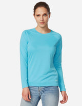 Baleaf Women's UPF50+ Loose Fit Crew Neck Casual Long Sleeved Shirt aga001 Blue Front