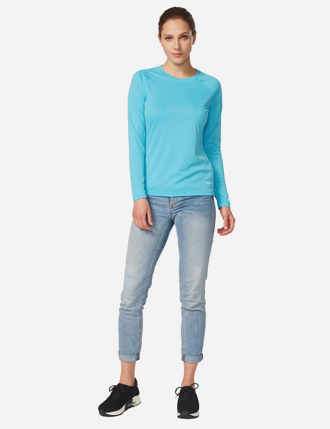 Baleaf Women's UPF50+ Loose Fit Crew Neck Casual Long Sleeved Shirt aga001 Blue Full