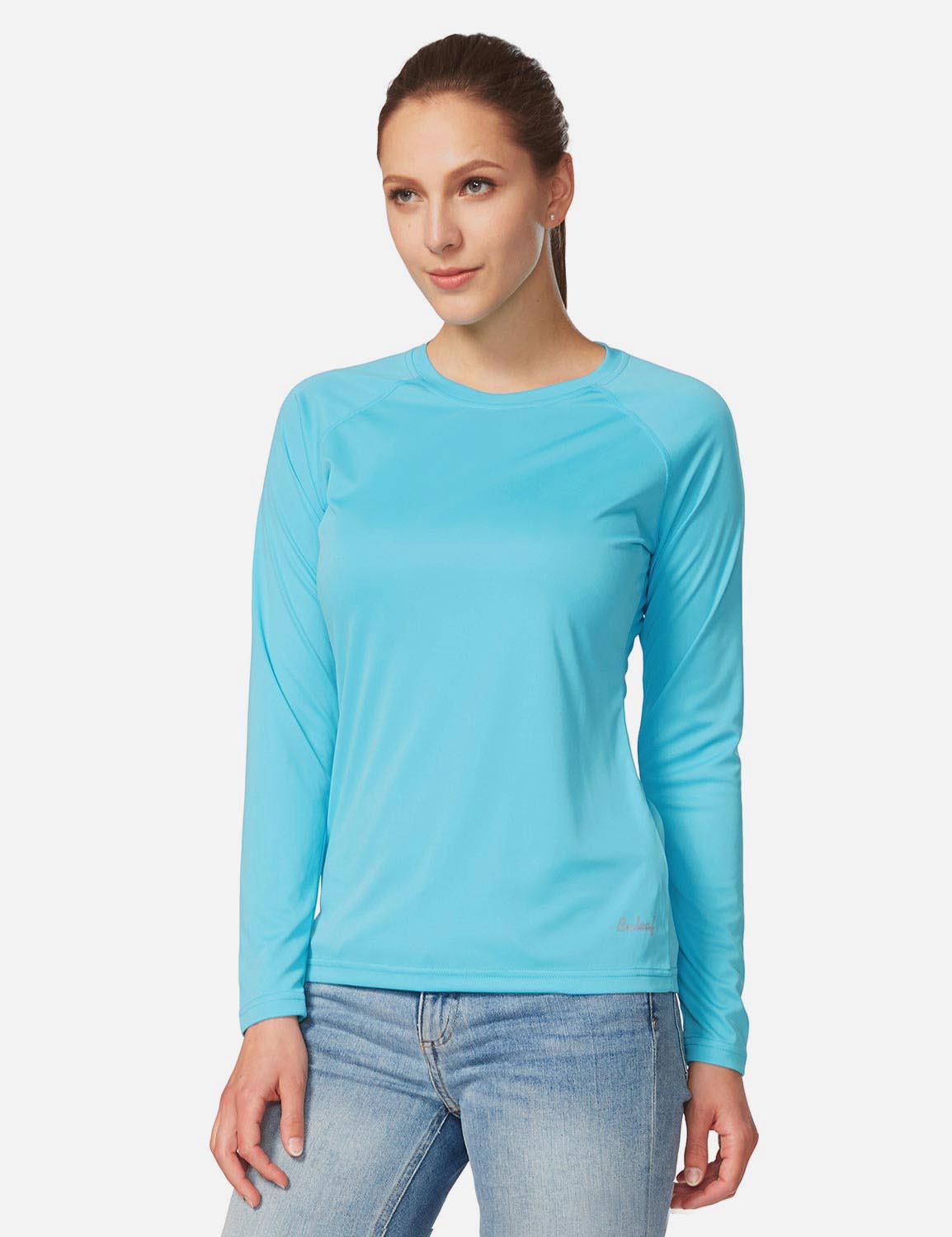 Baleaf Women's UPF50+ Loose Fit Crew Neck Casual Long Sleeved Shirt aga001 Blue Side