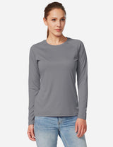 Baleaf Women's UPF50+ Loose Fit Crew Neck Casual Long Sleeved Shirt aga001 Charcoal Grey Side