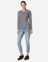 Baleaf Women's UPF50+ Loose Fit Crew Neck Casual Long Sleeved Shirt aga001 Charcoal Grey Full