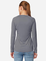 Baleaf Women's UPF50+ Loose Fit Crew Neck Casual Long Sleeved Shirt aga001 Charcoal Grey Back