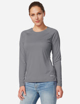 Baleaf Women's UPF50+ Loose Fit Crew Neck Casual Long Sleeved Shirt aga001 Charcoal Grey Front