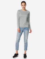 Baleaf Women's UPF50+ Loose Fit Crew Neck Casual Long Sleeved Shirt aga001 Gray Full