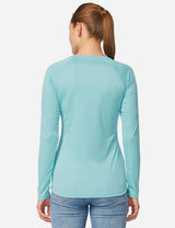 Baleaf Women's UPF50+ Loose Fit Crew Neck Casual Long Sleeved Shirt aga001 Light Green Back