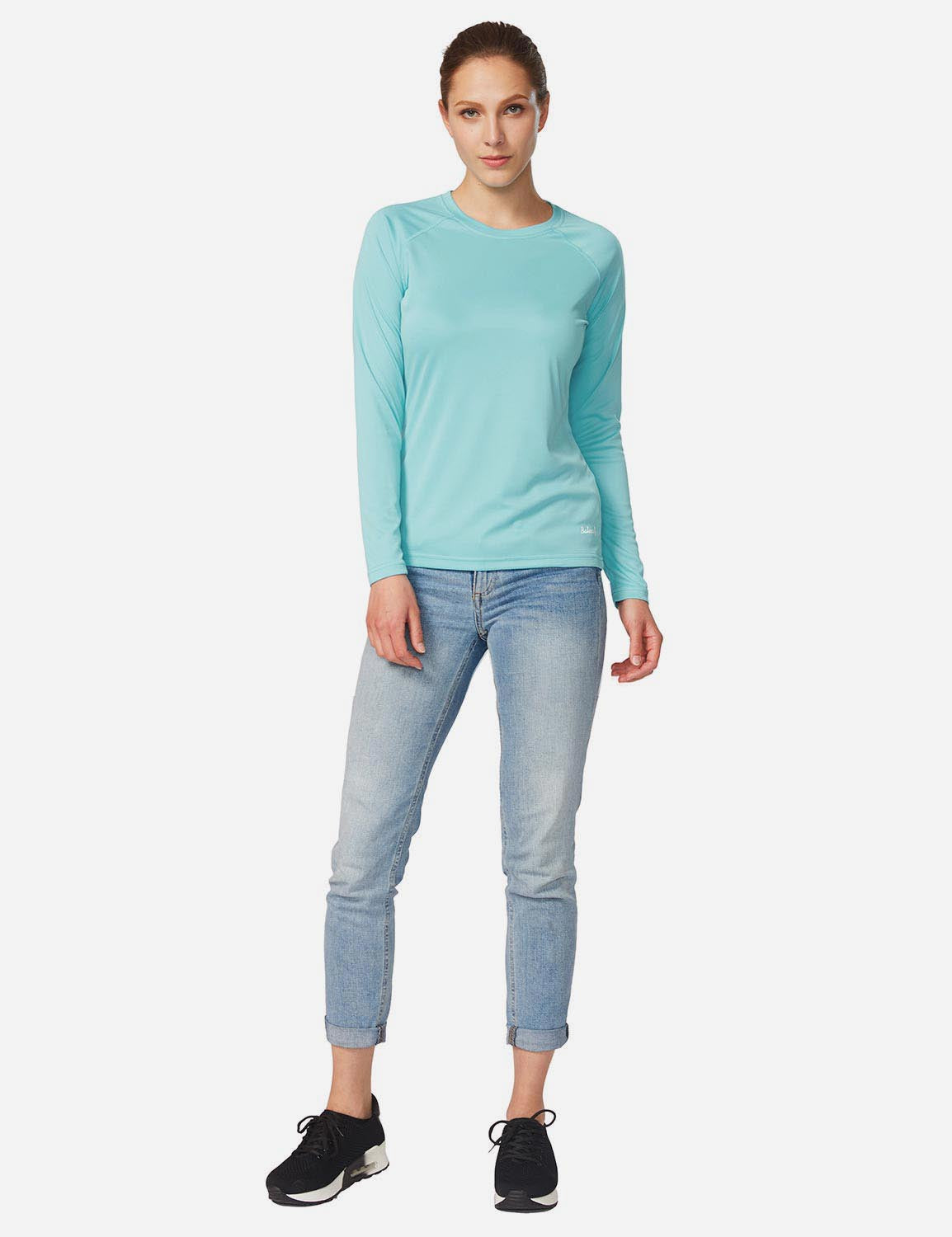 Baleaf Women's UPF50+ Loose Fit Crew Neck Casual Long Sleeved Shirt aga001 Light Green Full