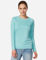 Baleaf Women's UPF50+ Loose Fit Crew Neck Casual Long Sleeved Shirt aga001 Light Green Front