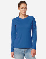 Baleaf Women's UPF50+ Loose Fit Crew Neck Casual Long Sleeved Shirt aga001 Ocean Blue Front