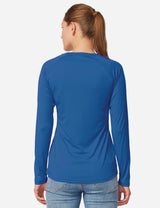 Baleaf Women's UPF50+ Loose Fit Crew Neck Casual Long Sleeved Shirt aga001 Ocean Blue Back