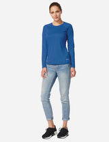 Baleaf Women's UPF50+ Loose Fit Crew Neck Casual Long Sleeved Shirt aga001 Ocean Blue Full