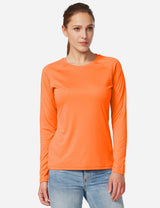 Baleaf Women's UPF50+ Loose Fit Crew Neck Casual Long Sleeved Shirt aga001 Orange Front