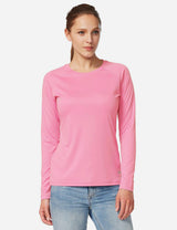 Baleaf Women's UPF50+ Loose Fit Crew Neck Casual Long Sleeved Shirt aga001 Peach Pink Front