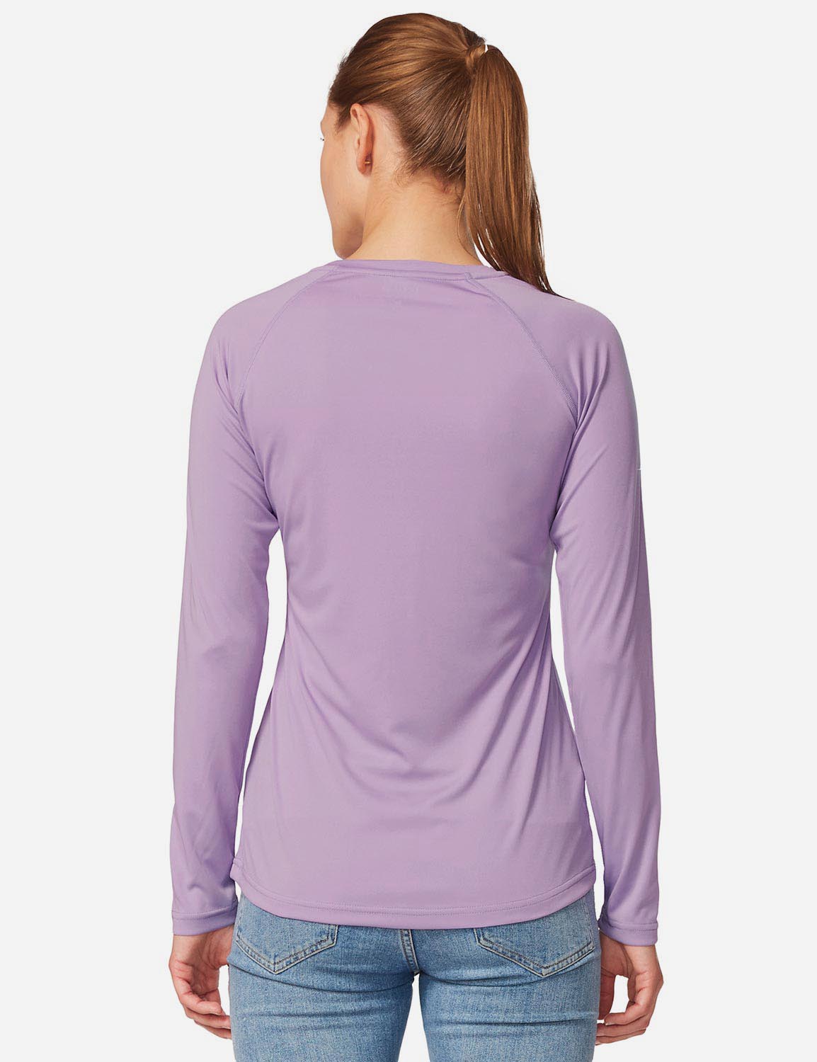 Baleaf Women's UPF50+ Loose Fit Crew Neck Casual Long Sleeved Shirt aga001 Purple Back