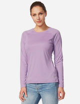 Baleaf Women's UPF50+ Loose Fit Crew Neck Casual Long Sleeved Shirt aga001 Purple Side