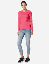 Baleaf Women's UPF50+ Loose Fit Crew Neck Casual Long Sleeved Shirt aga001 Rouge Red Full