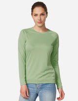 Baleaf Women's UPF50+ Loose Fit Crew Neck Casual Long Sleeved Shirt aga001 Sage Front