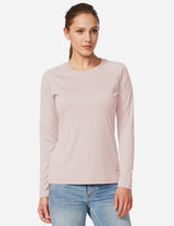 Baleaf Women's UPF50+ Loose Fit Crew Neck Casual Long Sleeved Shirt aga001 Seashell Pink Front