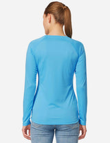 Baleaf Women's UPF50+ Loose Fit Crew Neck Casual Long Sleeved Shirt aga001 Sky Blue Back