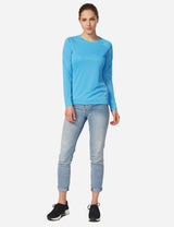 Baleaf Women's UPF50+ Loose Fit Crew Neck Casual Long Sleeved Shirt aga001 Sky Blue Full