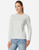Baleaf Women's UPF50+ Loose Fit Crew Neck Casual Long Sleeved Shirt aga001 White Side