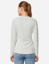 Baleaf Women's UPF50+ Loose Fit Crew Neck Casual Long Sleeved Shirt aga001 White Back