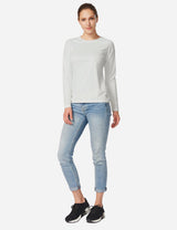 Baleaf Women's UPF50+ Loose Fit Crew Neck Casual Long Sleeved Shirt aga001 White Full