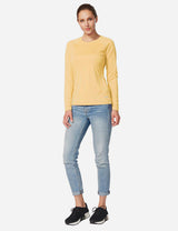 Baleaf Women's UPF50+ Loose Fit Crew Neck Casual Long Sleeved Shirt aga001 Yellow Full