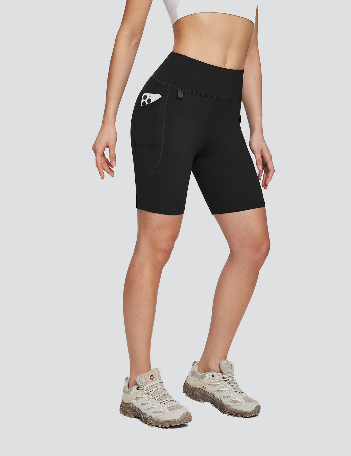 Baleaf Women's High-Rise Slim Fit Tight Hiking Pants Anthracite Side