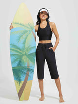 15" Knit Elastic Waist Beach Capris