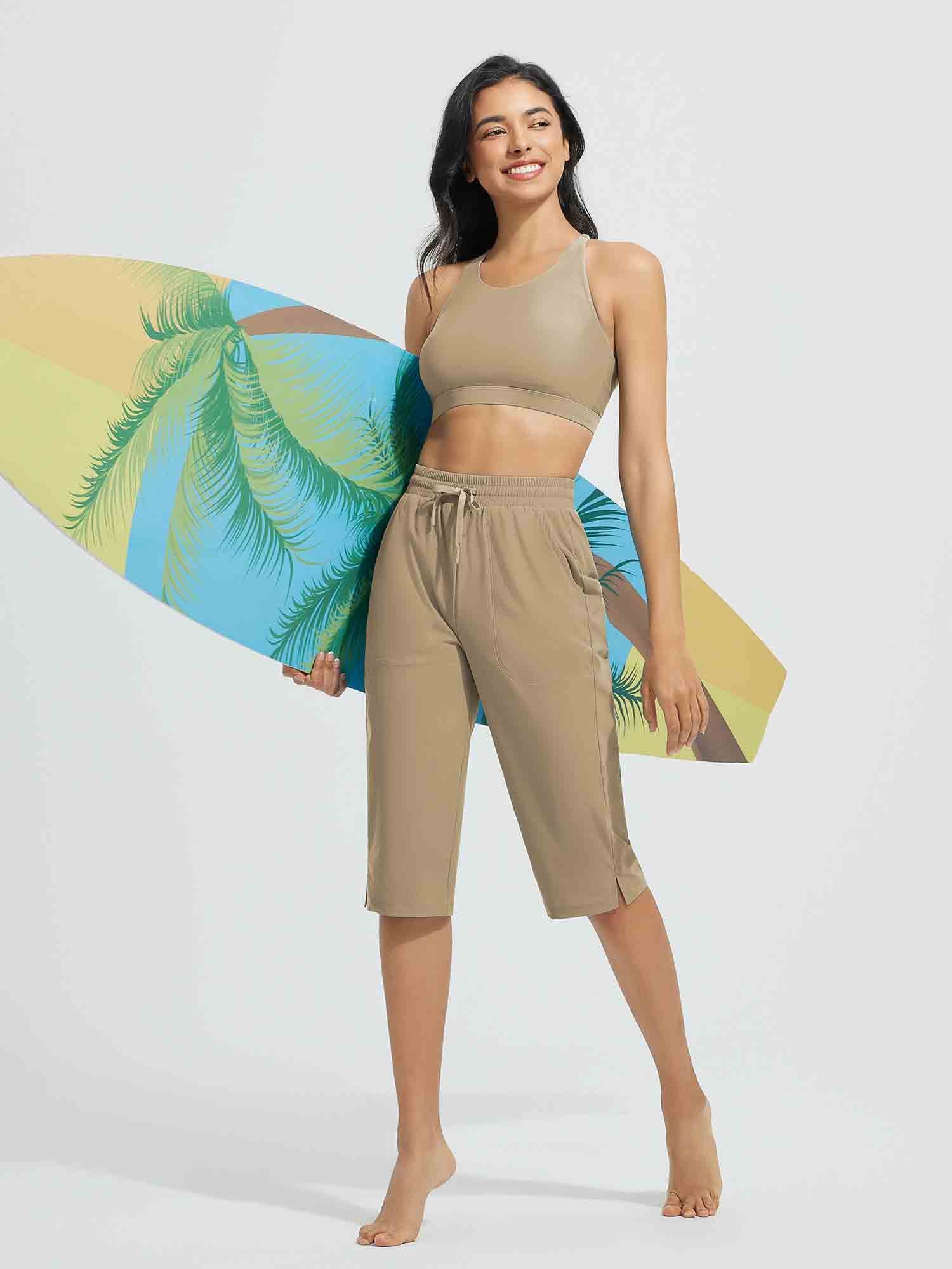 15" Knit Elastic Waist Beach Capris