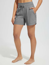 5" Knit Knit Zip Elastic Waist Short Beach Shorts