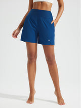 5" Zip Needle Woven Patchwork Elastic Waist Short Beach Shorts