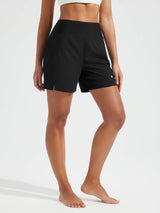 5" Zip Needle Woven Patchwork Elastic Waist Short Beach Shorts